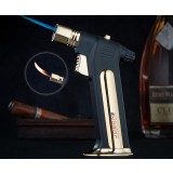 Gun shaped dual flames windproof lighter