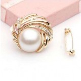 Heart of Pearl crystal brooch