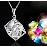 Heart sterling silver square pendant