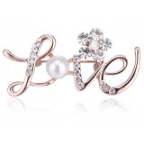 High-grade I love you crystal brooch