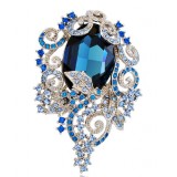 High-grade large blue crystal brooch