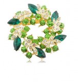High-grade Olive flowers crystal brooch