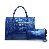 High-grade pearl shiny patent leather crocodile grain ladies handbags