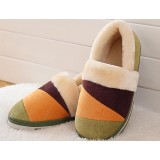 hight cut colored stripes plush slipper