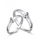 Hug Platinum plated couples sterling silver ring