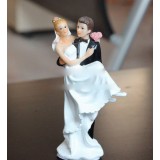 Hugging bride wedding cake topper