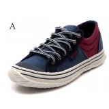 Jean cloth lacing color-blocking low cut canvas shoes for men