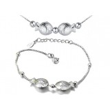 Kissing fish sterling silver jewelry set