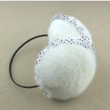 Lace rabbit fur earmuffs winter warm fur earmuffs