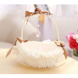 lace satin flower girl baskets