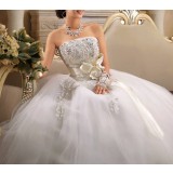 Lace Strapless floor-length back strap wedding dress