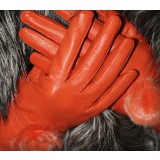 Ladies Otter rabbit hair thickening warm leather gloves