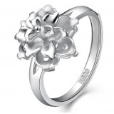 Ladies peony flowers sterling silver ring