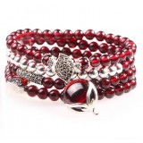 Ladies silver natural red crystal bracelet