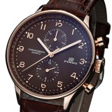 Leather strap calendar quartz watch