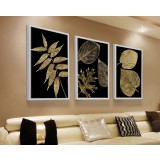 Leaves three-panels oil painting