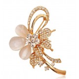 Lily opal crystal brooch