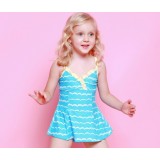 Little girl waves one-piece swimwear