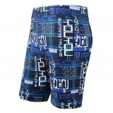 Long style blue men's swimming trunks