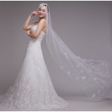 long style white flowers bridal veil