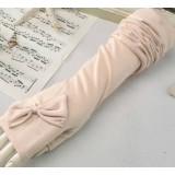 Long UV prevented bow cotton pure color nail bead gloves
