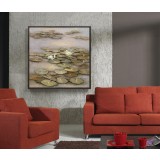 Lotus leaves square oil painting