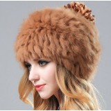 Lovely winter rabbit fur knit hat