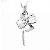 Lucky grass sterling silver CZ pendant