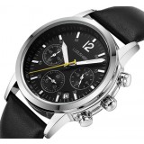 Luminous leather strap quartz watch