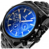 Men black automatic mechanical watch