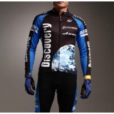Men's black + blue long-sleeved cycling clothing kit