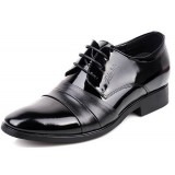 Men's Black increased inside lacing leather shoes