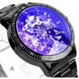 Men's black steel strap automatic mechanical watch
