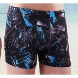 Men's blue printing swimming trunks