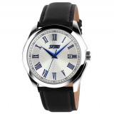 Men's classic leather band quartz watch