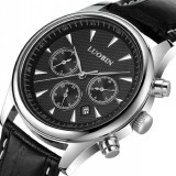 Men's leather band calendar quartz watches