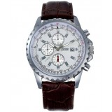 Men's leather strap calendar quartz watch