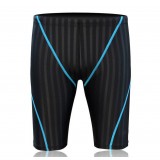 Men's long section of black striped swimming trunks