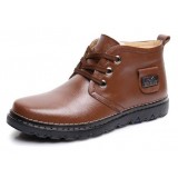 Men's sheepskin wool lacing leather shoes