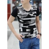 Men's cotton short sleeves V-neck t-shirt