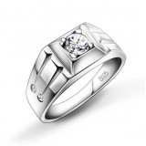 Men's silver crystal ring