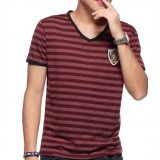 Men's stripes cotton short-sleeved t-shirt