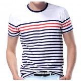 Men's stripes short sleeves round neck T shirt