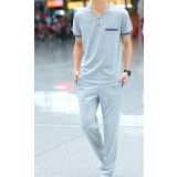 Men's summer short sleeve long pants cotton sportswear suit