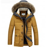 Men's thick fur collar duck down jacket