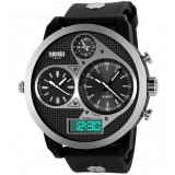 Men's waterproof large dial three time zones watch