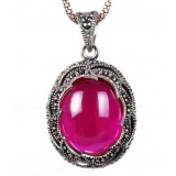 Ms. Ruby classic titanium silver pendant