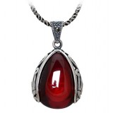 Ms. titanium silver red agate pendant 