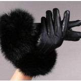 Ms winter thickening rabbit hair Leather gloves
