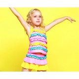 Multi-layer folds one-piece swimwear for children